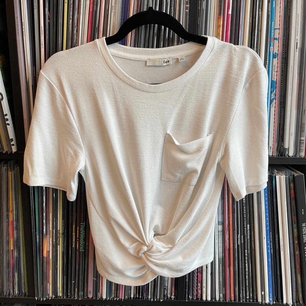 Aritzia Wilfred Free White Crop T-shirt